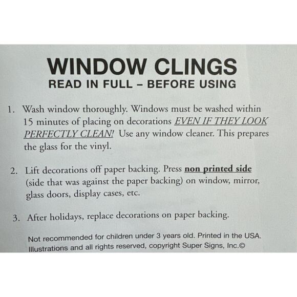 VTG Christmas Static Cling Window Decorations Super Signs 4 Holiday Sheets NEW - Picture 7 of 7